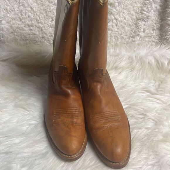 Vintage Dingo leather tan western cowboy Boots stitch accents SZ 10.5D main image 11